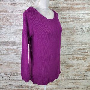1. STATE Purple Low Back Long Sleeve Jewel Neck Sweater Size S